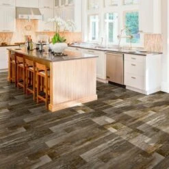 Congoleum ArmorCore Pro UR Farmhouse Timber 12-ft W Cut-to-Length Steel Wool Wood Look Low-Gloss Finish Sheet Vinyl