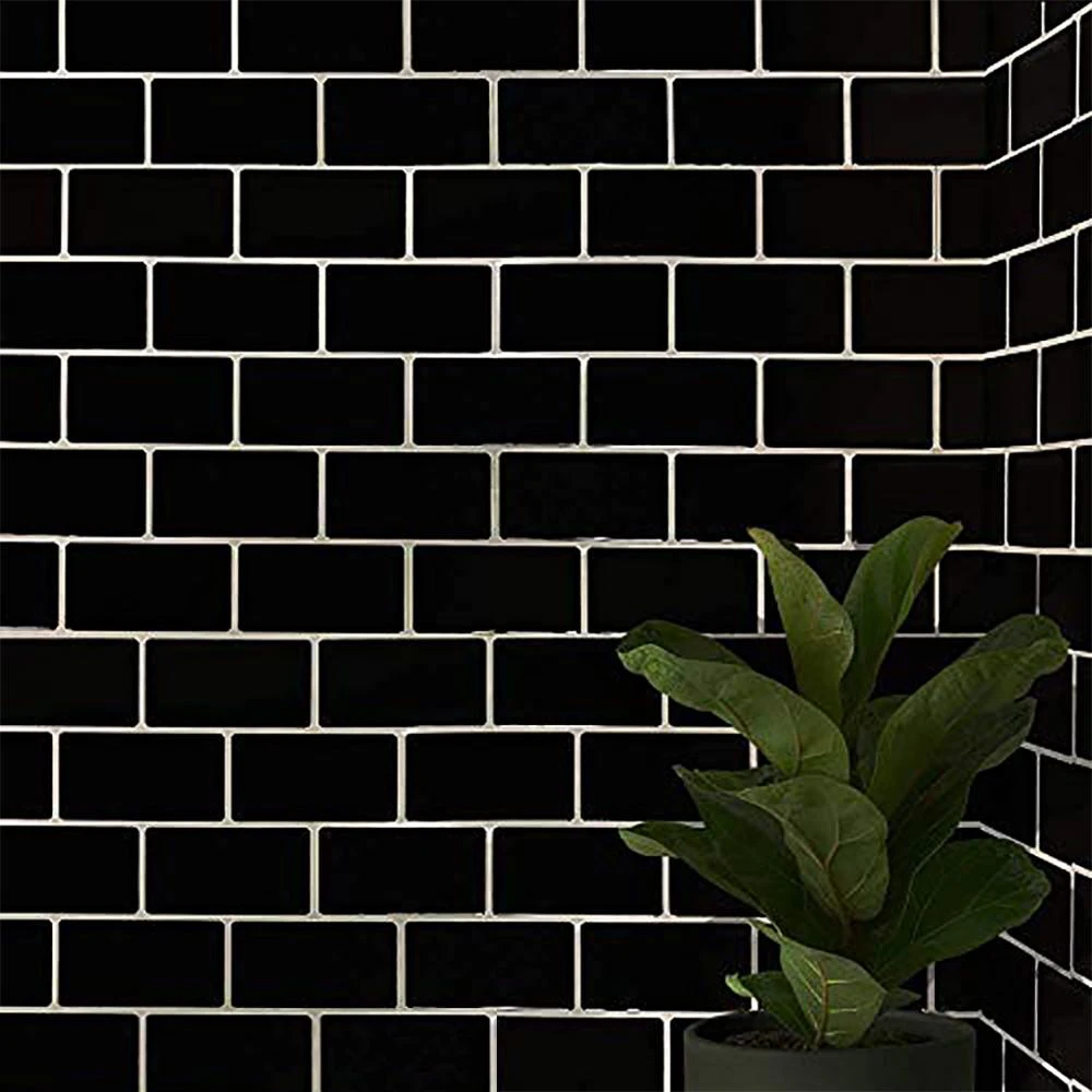 Subway Black 12 In. W X 12 In. H Peel And Stick Decorative Mosaic Wall Tile Backsplash (5 Tiles) 3 Subway Black 12 In. W X 12 In. H Peel And Stick Decorative Mosaic Wall Tile Backsplash (5 Tiles)