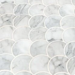 MSI Calacatta Blanco Scallop 12.8 In. X 10.43 In. X 10mm Polished Marble Mesh-Mounted Mosaic Tile (9.3 Sq. Ft. / Case) 11 MSI Calacatta Blanco Scallop 12.8 In. X 10.43 In. X 10mm Polished Marble Mesh-Mounted Mosaic Tile (9.3 Sq. Ft. / Case) -Discount Flooring Store 04bd6b04f7bd6bd642a6543879e05df3 1800x1800