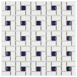 Merola Tile Spiral Blue And White 12-1/2 In. X 12-1/2 In. X 6 Mm Porcelain Mosaic Tile (11.07 Sq. Ft. / Case)