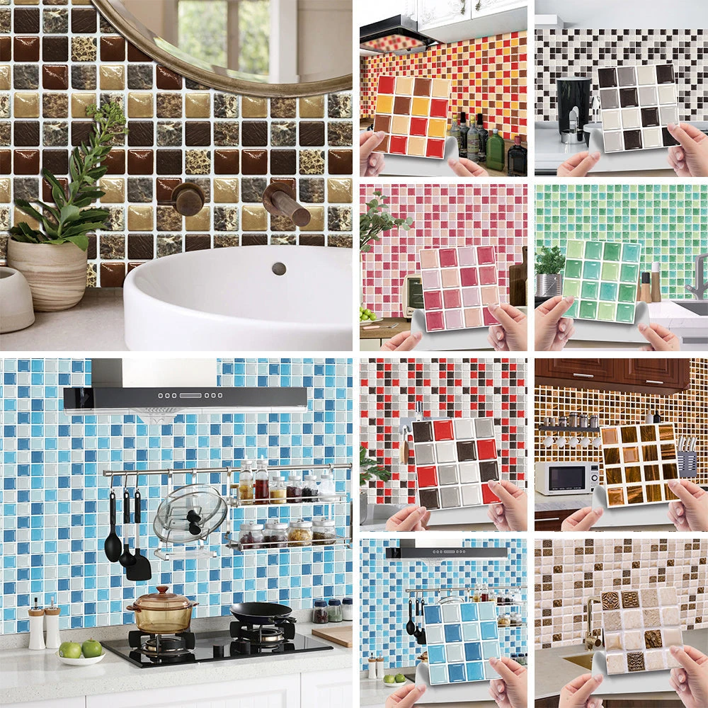 10/20 Pieces Backsplash Tile For Kitchen Mosaic Square Peel And Stick Tile, 3.94x3.94" 3 10/20 Pieces Backsplash Tile For Kitchen Mosaic Square Peel And Stick Tile, 3.94x3.94"