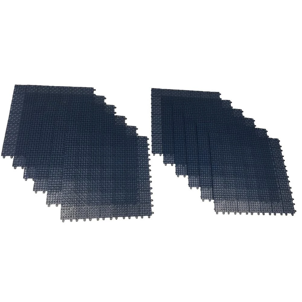 Blue Regenerated 22 In. X 22 In. Polypropylene Interlocking Floor Mat System (Set Of 12 Tiles) 3 Blue Regenerated 22 In. X 22 In. Polypropylene Interlocking Floor Mat System (Set Of 12 Tiles)