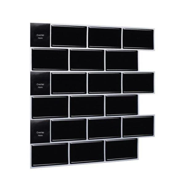Subway Black 12 In. W X 12 In. H Peel And Stick Decorative Mosaic Wall Tile Backsplash (5 Tiles) 5 Subway Black 12 In. W X 12 In. H Peel And Stick Decorative Mosaic Wall Tile Backsplash (5 Tiles) - Image 3