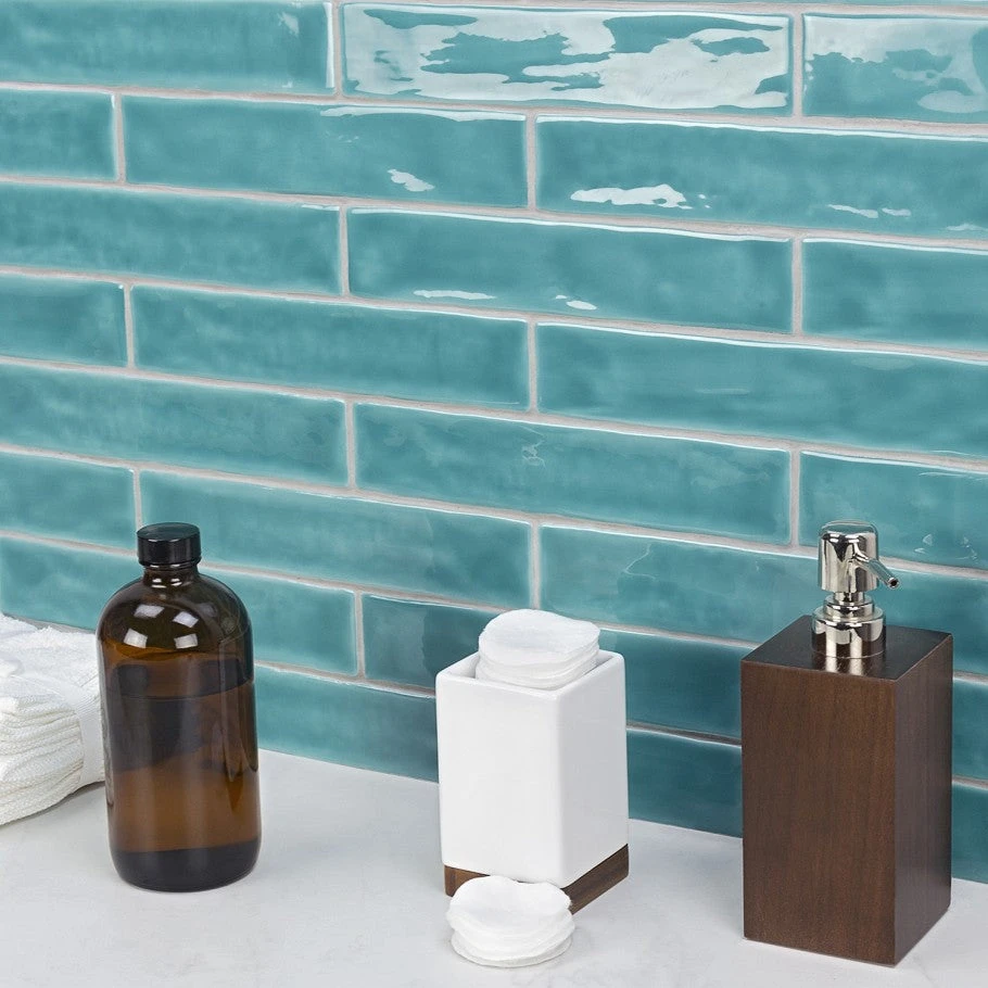Brookline Turquoise 2 In. X 10 In. Polished Ceramic Subway Wall Tile (40 Pieces / 5.38 Sq. Ft. / Box) 4 Brookline Turquoise 2 In. X 10 In. Polished Ceramic Subway Wall Tile (40 Pieces / 5.38 Sq. Ft. / Box) - Image 2
