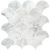 MSI Calacatta Blanco Scallop 12.8 In. X 10.43 In. X 10mm Polished Marble Mesh-Mounted Mosaic Tile (9.3 Sq. Ft. / Case)