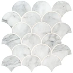 MSI Calacatta Blanco Scallop 12.8 In. X 10.43 In. X 10mm Polished Marble Mesh-Mounted Mosaic Tile (9.3 Sq. Ft. / Case) 13 MSI Calacatta Blanco Scallop 12.8 In. X 10.43 In. X 10mm Polished Marble Mesh-Mounted Mosaic Tile (9.3 Sq. Ft. / Case) -Discount Flooring Store 1b7a0d192224ff6999ec34fadd46a305 4829ecb9 64c0 4352 a6e9 1a4e5940aacf 1800x1800