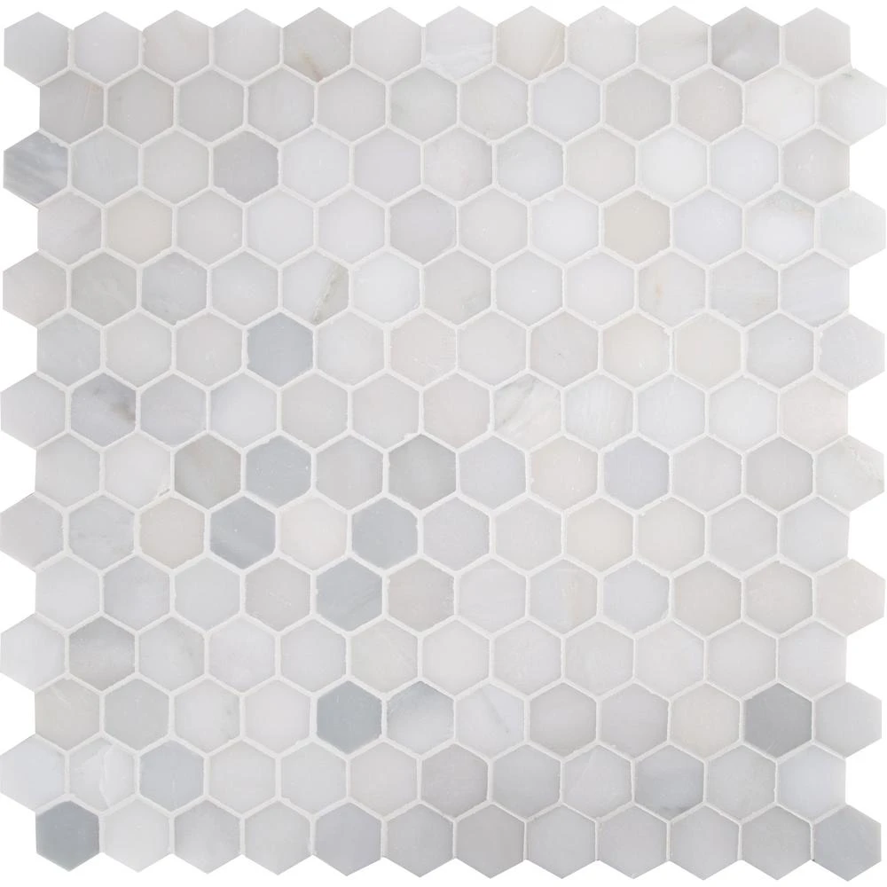 MSI Greecian White Hexagon 12 In. X 11.75 In. X 10mm Polished Marble Mesh-Mounted Mosaic Tile (9.8 Sq. Ft. / Case) 5 MSI Greecian White Hexagon 12 In. X 11.75 In. X 10mm Polished Marble Mesh-Mounted Mosaic Tile (9.8 Sq. Ft. / Case) - Image 3