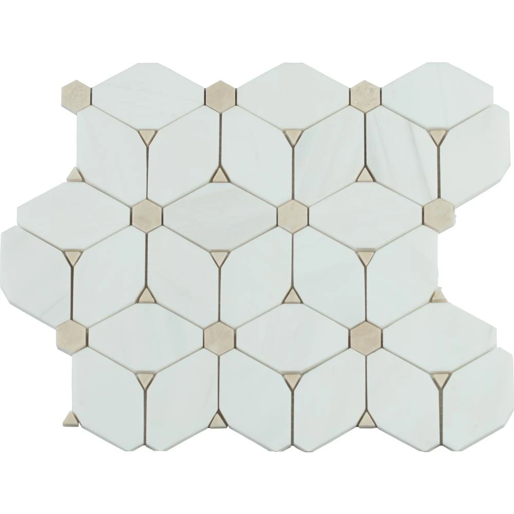 MSI Cecily 10.83 In. X 12.6 In. X 10mm Polished Marble Mesh-Mounted Mosaic Tile (9.5 Sq. Ft./case) 10 MSI Cecily 10.83 In. X 12.6 In. X 10mm Polished Marble Mesh-Mounted Mosaic Tile (9.5 Sq. Ft./case) - Image 8