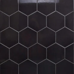 Magen Hex Dark Gray Polished Ceramic Hexagon Tile