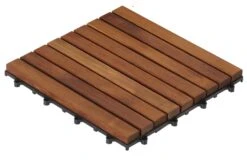 Bare Decor EZ-Floor In Solid Teak Wood, 1 TILE ONLY, Long Slat