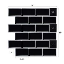 Subway Black 12 In. W X 12 In. H Peel And Stick Decorative Mosaic Wall Tile Backsplash (5 Tiles) 13 Subway Black 12 In. W X 12 In. H Peel And Stick Decorative Mosaic Wall Tile Backsplash (5 Tiles) -Discount Flooring Store 2b0e40d5107f41cae0da1414c0d4d69e 1800x1800