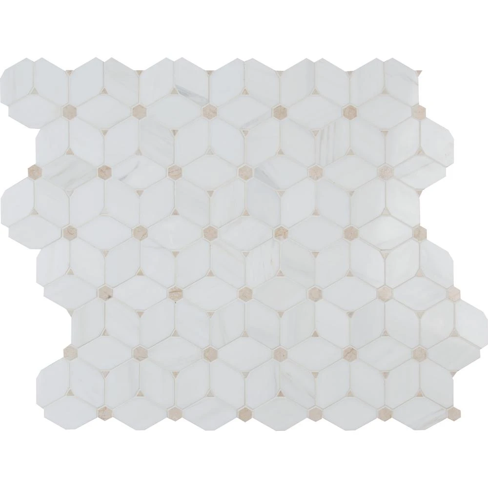 MSI Cecily 10.83 In. X 12.6 In. X 10mm Polished Marble Mesh-Mounted Mosaic Tile (9.5 Sq. Ft./case) 3 MSI Cecily 10.83 In. X 12.6 In. X 10mm Polished Marble Mesh-Mounted Mosaic Tile (9.5 Sq. Ft./case)