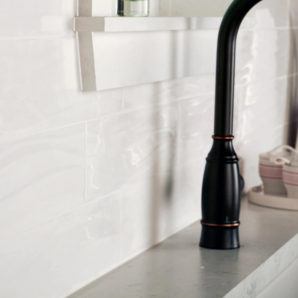 Daltile Restore Bright White 4 In. X 16 In. Ceramic Wavy Wall Tile (13.20 Sq. Ft. / Case) 8 Daltile Restore Bright White 4 In. X 16 In. Ceramic Wavy Wall Tile (13.20 Sq. Ft. / Case) - Image 6