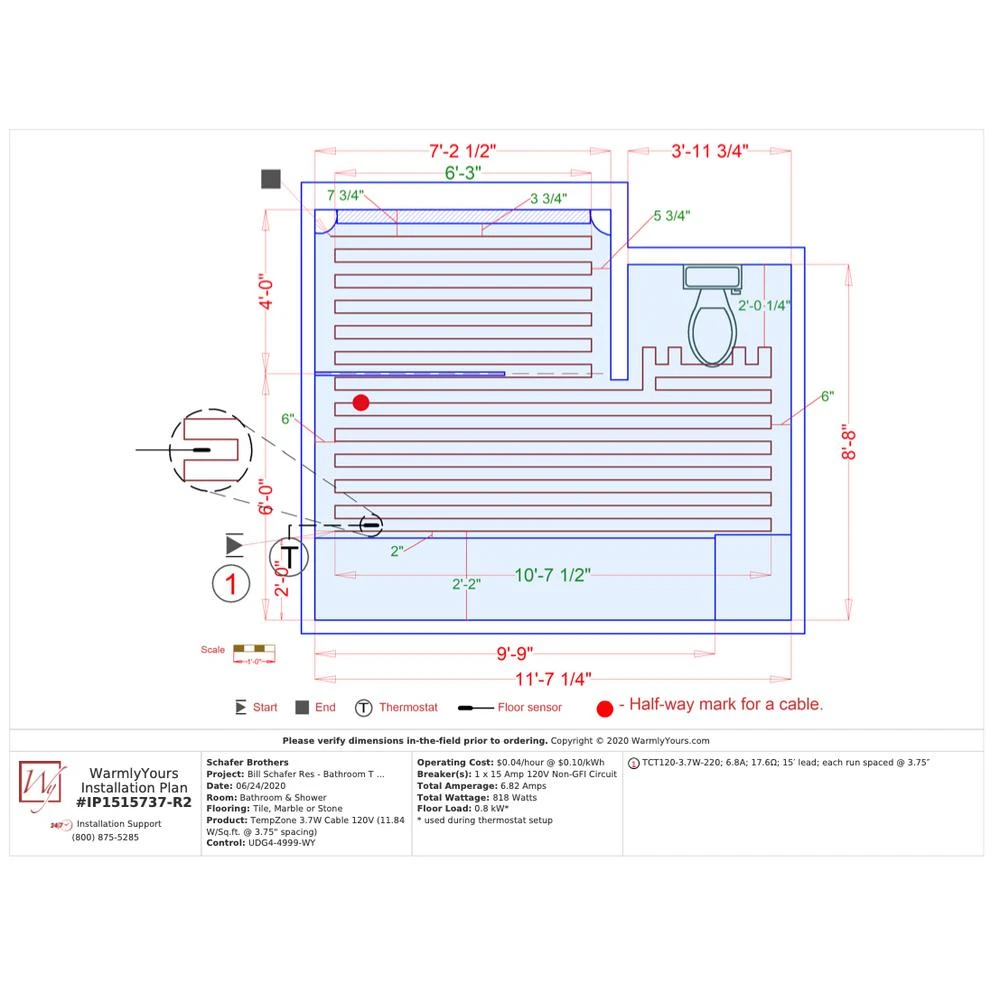 WarmlyYours 220 Ft. Cable System With Heat Membrane And Touch Screen Thermostat 6 WarmlyYours 220 Ft. Cable System With Heat Membrane And Touch Screen Thermostat - Image 4