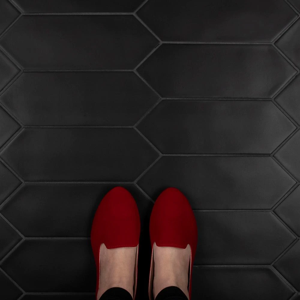 Merola Tile Kite Black 4 In. X 11-3/4 In. Porcelain Floor And Wall Subway Tile (11.81 Sq. Ft. / Case) 12 Merola Tile Kite Black 4 In. X 11-3/4 In. Porcelain Floor And Wall Subway Tile (11.81 Sq. Ft. / Case) - Image 10