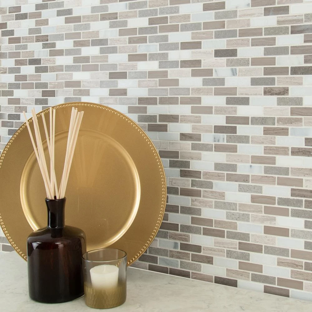 MSI Arctic Storm 12 In. X 12 In. X 10mm Honed Marble Mesh-Mounted Mosaic Floor And Wall Tile (1 Sq. Ft.) 6 MSI Arctic Storm 12 In. X 12 In. X 10mm Honed Marble Mesh-Mounted Mosaic Floor And Wall Tile (1 Sq. Ft.) - Image 4