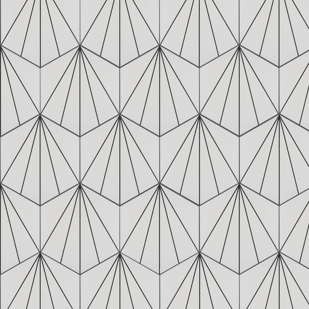 Merola Tile Aster Hex Blanco Encaustic 8-5/8 In. X 9-7/8 In. Porcelain Floor And Wall Tile (11.56 Sq. Ft. / Case) 8 Merola Tile Aster Hex Blanco Encaustic 8-5/8 In. X 9-7/8 In. Porcelain Floor And Wall Tile (11.56 Sq. Ft. / Case) - Image 6