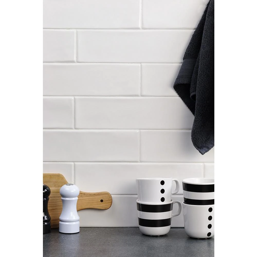 Ivy Hill Tile Birmingham Bianco 3 In. X 12 In. 8mm Polished Ceramic Subway Tile (5.38 Sq. Ft. / Box) 4 Ivy Hill Tile Birmingham Bianco 3 In. X 12 In. 8mm Polished Ceramic Subway Tile (5.38 Sq. Ft. / Box) - Image 2