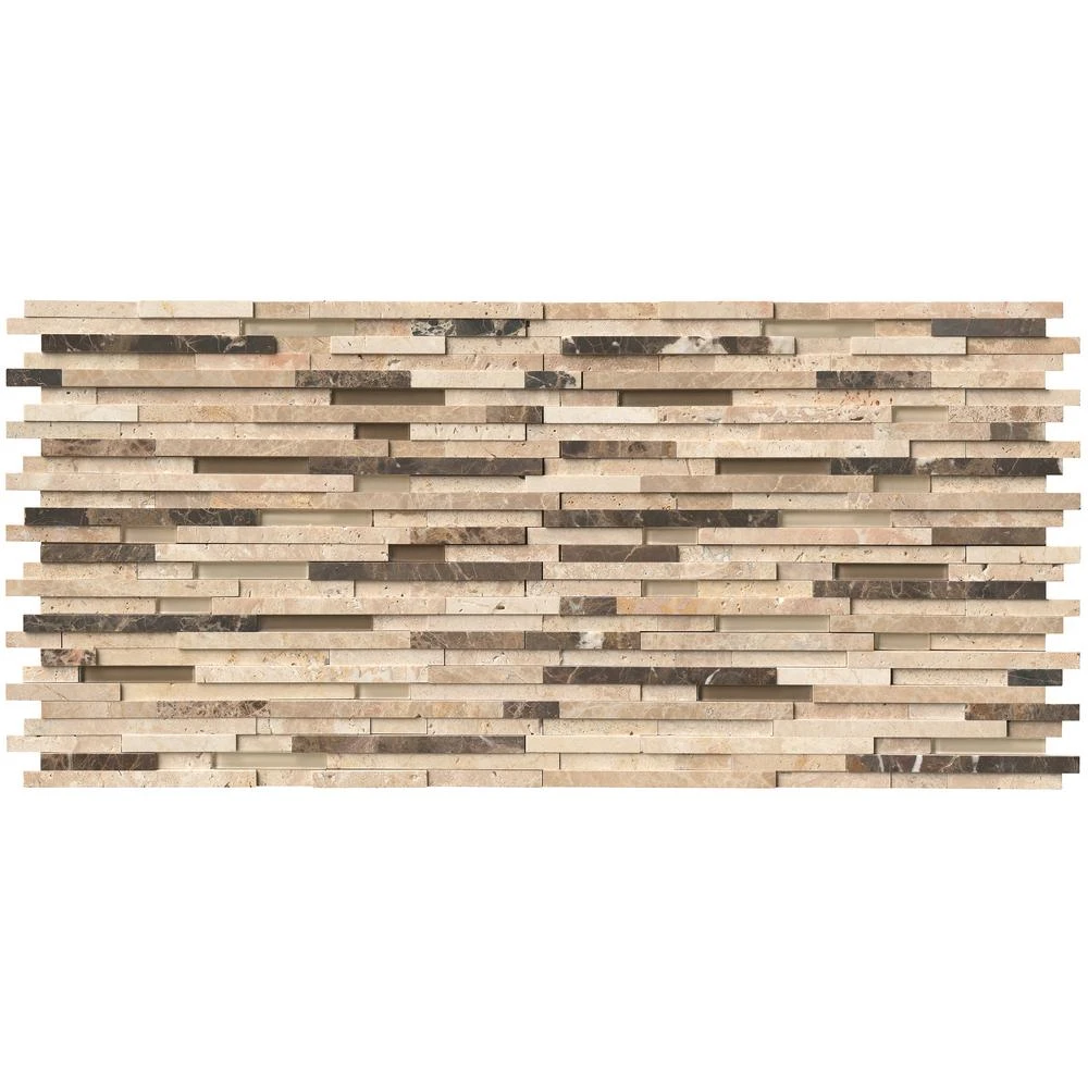 MSI Ashlar Rock Interlocking 8 In. X 18 In. X 8 Mm Glass And Stone Mesh-Mounted Mosaic Tile (1 Sq. Ft.) 5 MSI Ashlar Rock Interlocking 8 In. X 18 In. X 8 Mm Glass And Stone Mesh-Mounted Mosaic Tile (1 Sq. Ft.) - Image 3