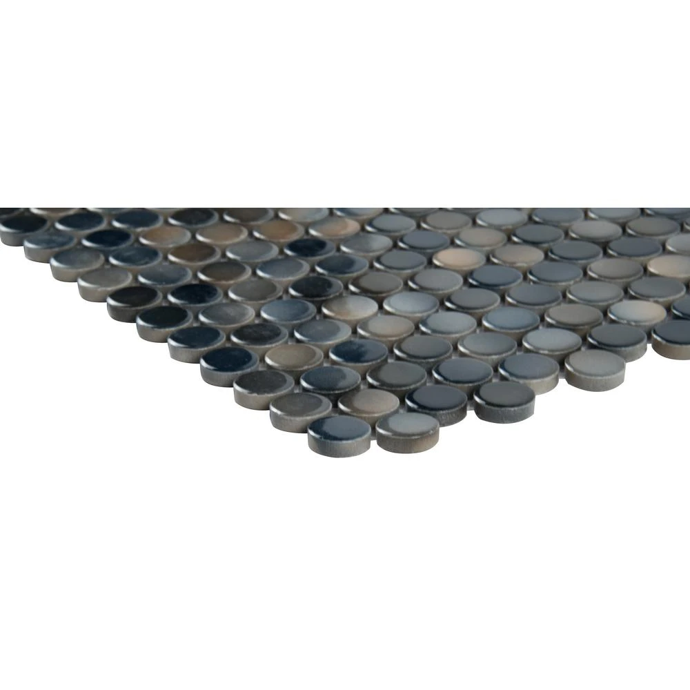 MSI Penny Round Azul 11.3 In. X 12.2 In. X 6mm Glossy Porcelain Mesh-Mounted Mosaic Tile (14.4 Sq. Ft. / Case) 8 MSI Penny Round Azul 11.3 In. X 12.2 In. X 6mm Glossy Porcelain Mesh-Mounted Mosaic Tile (14.4 Sq. Ft. / Case) - Image 6
