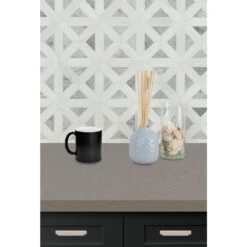 MSI Geometrica 12 In. X 12 In. X 10mm Bianco Dolomite Polished Marble Mesh-Mounted Mosaic Tile (10 Sq. Ft. / Case) -Discount Flooring Store 615d4da261a958e60dae1ad61d8357b8 1800x1800