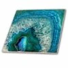 3dRose Luxury Aqua Blue Marble Agate Gem Mineral Stone - Ceramic Tile, 4-inch