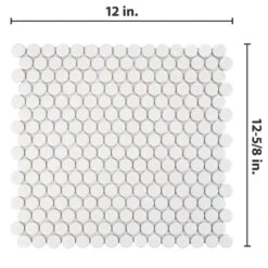 Merola Tile Hudson Penny Round Glossy White 12 In. X 12-5/8 In. X 5 Mm Porcelain Mosaic Tile (10.74 Sq. Ft. / Case) -Discount Flooring Store 74a2e77381054a576bada4c5233079a6 1800x1800