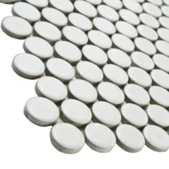 Merola Tile Hudson Penny Round Glossy White 12 In. X 12-5/8 In. X 5 Mm Porcelain Mosaic Tile (10.74 Sq. Ft. / Case)