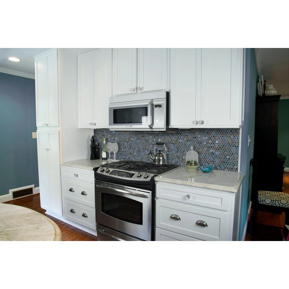 MSI Penny Round Azul 11.3 In. X 12.2 In. X 6mm Glossy Porcelain Mesh-Mounted Mosaic Tile (14.4 Sq. Ft. / Case) 4 MSI Penny Round Azul 11.3 In. X 12.2 In. X 6mm Glossy Porcelain Mesh-Mounted Mosaic Tile (14.4 Sq. Ft. / Case) - Image 2