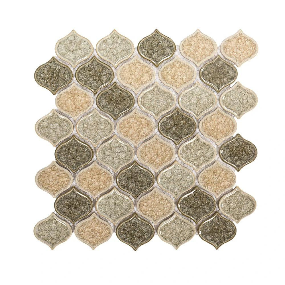 Jeffrey Court Crushed Sunset Beige/Cream 10.75 In. X 10.75 In. Arabesque Glossy Ceramic Mosaic Tile (0.802 Sq. Ft./Each) 3 Jeffrey Court Crushed Sunset Beige/Cream 10.75 In. X 10.75 In. Arabesque Glossy Ceramic Mosaic Tile (0.802 Sq. Ft./Each)