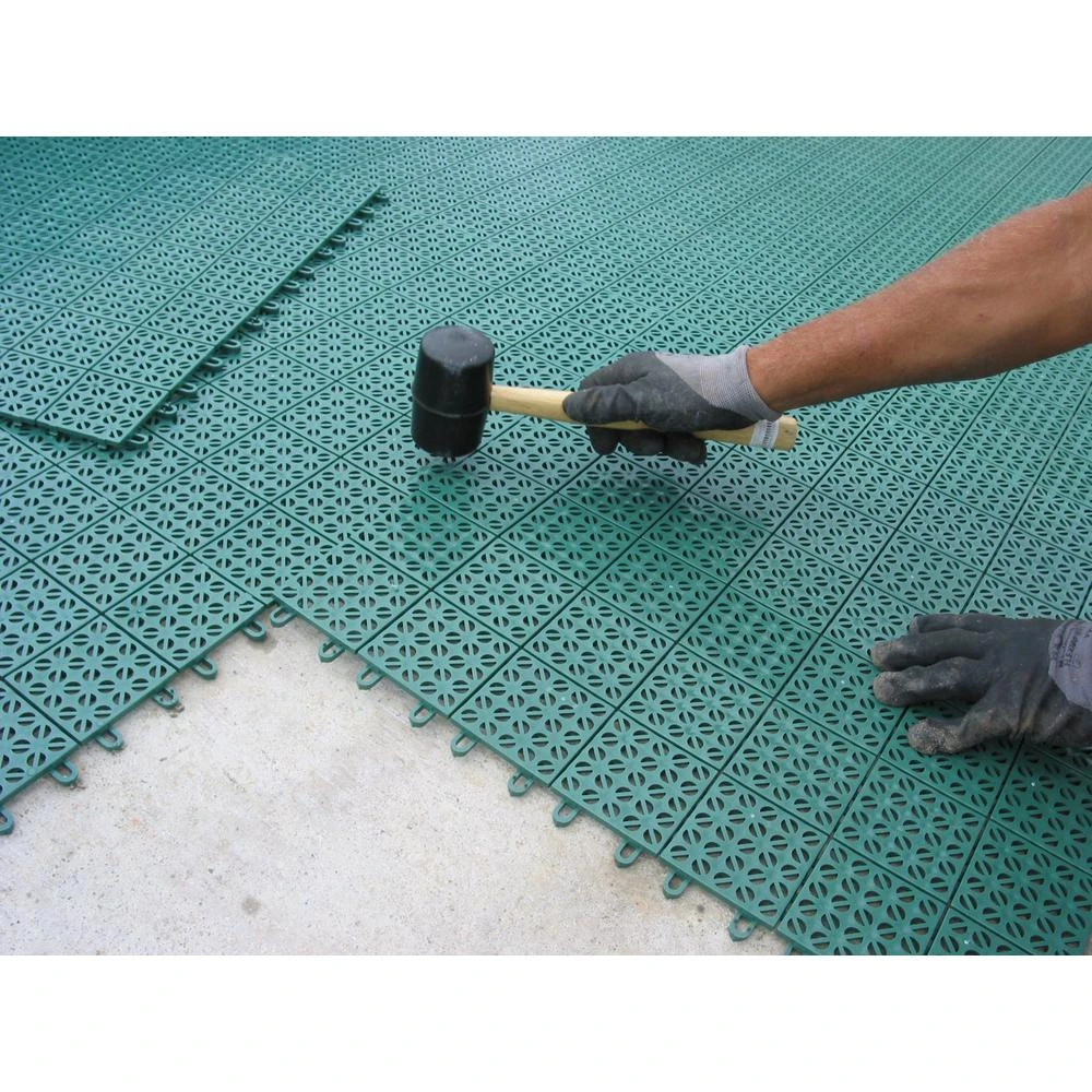 Gray Regenerated 22 In. X 22 In. Polypropylene Interlocking Floor Mat System (Set Of 4 Tiles) 7 Gray Regenerated 22 In. X 22 In. Polypropylene Interlocking Floor Mat System (Set Of 4 Tiles) - Image 5