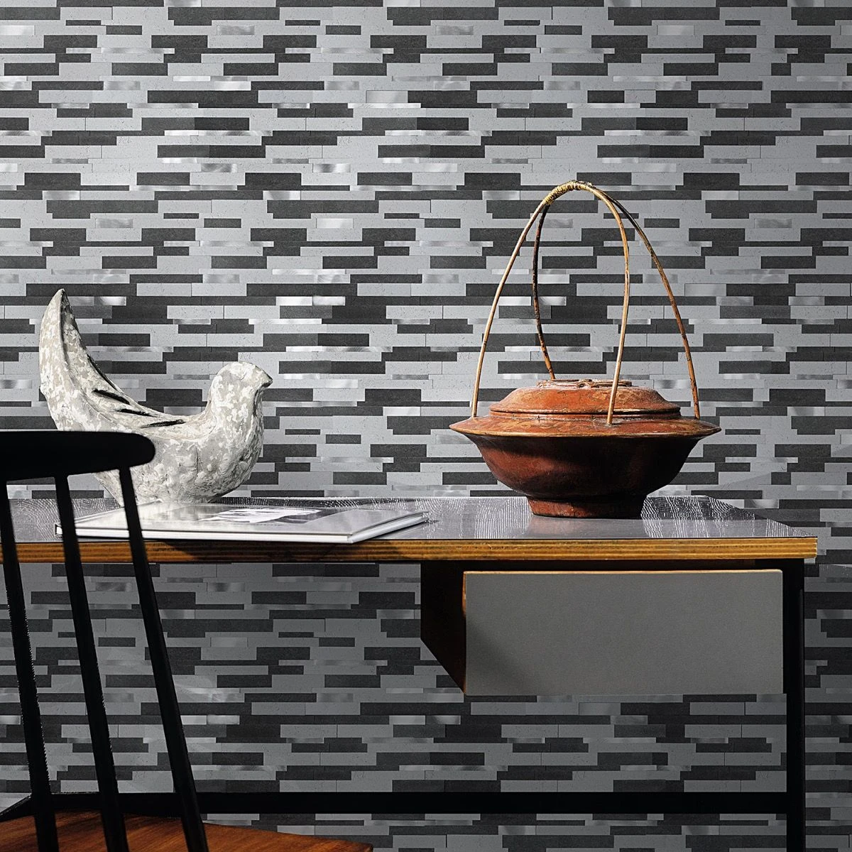 Bond Tile Easy Luxe Metalway Gray 11.81 In. X 11.81 In. SPC Peel And Stick Tile (0.96 Sq. Ft. / Sheet) 4 Bond Tile Easy Luxe Metalway Gray 11.81 In. X 11.81 In. SPC Peel And Stick Tile (0.96 Sq. Ft. / Sheet) - Image 2