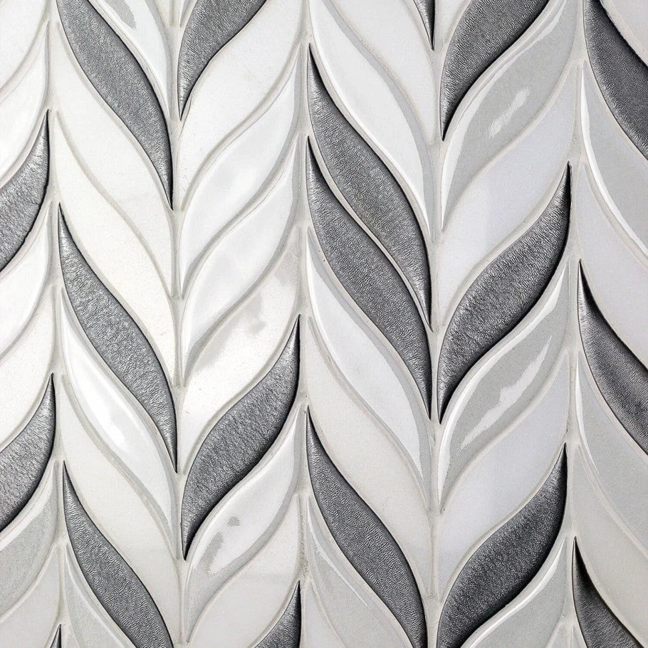 Divine Sprig Gunmetal 11.75 In. X 10.5 In. Marble And Ceramic Mosaic Tile (0.86 Sq. Ft.) 4 Divine Sprig Gunmetal 11.75 In. X 10.5 In. Marble And Ceramic Mosaic Tile (0.86 Sq. Ft.) - Image 2