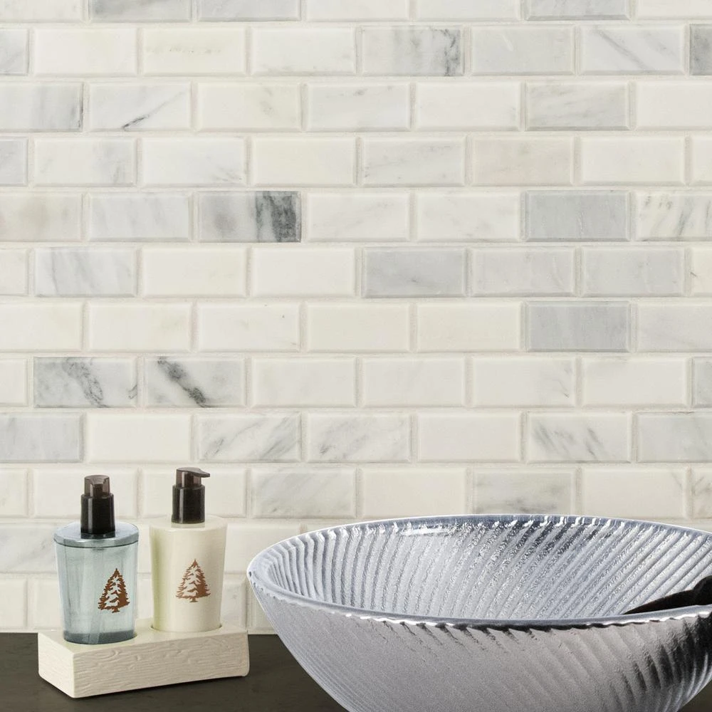 MSI Greecian White Beveled 12 In. X 12 In. X 10 Mm Polished Marble Mesh-Mounted Mosaic Tile (1 Sq. Ft.) 9 MSI Greecian White Beveled 12 In. X 12 In. X 10 Mm Polished Marble Mesh-Mounted Mosaic Tile (1 Sq. Ft.) - Image 7