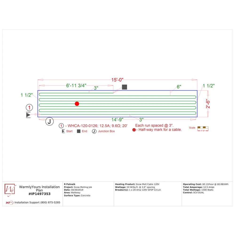 WarmlyYours 126 Ft. Snow Melting Cable Kit System With Wi-Fi Control (Covers 31.2 Sq. Ft) 7 WarmlyYours 126 Ft. Snow Melting Cable Kit System With Wi-Fi Control (Covers 31.2 Sq. Ft) - Image 5