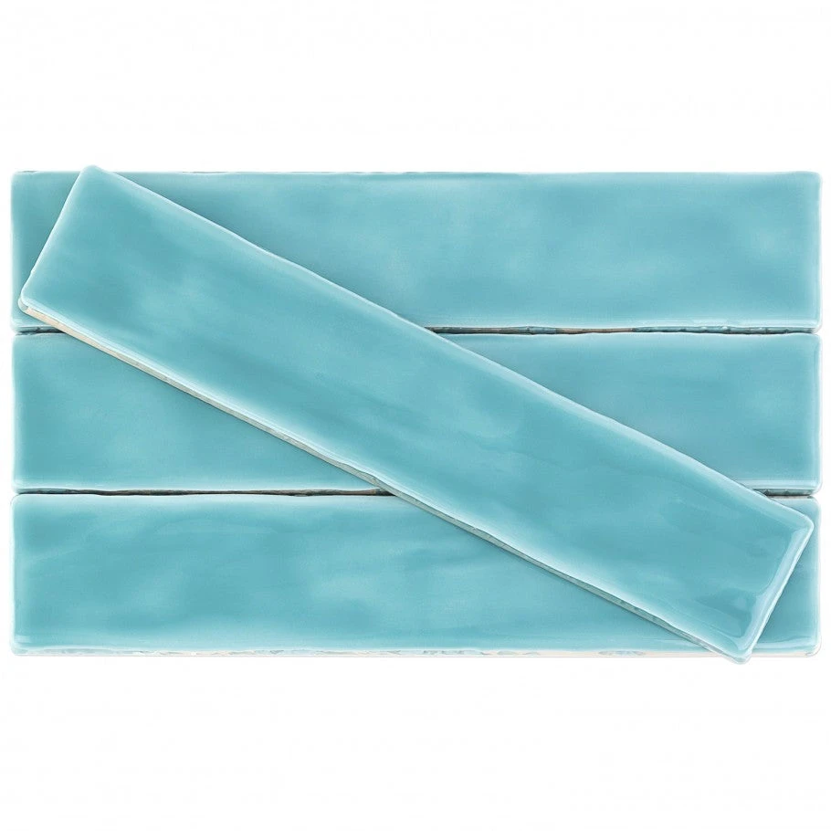 Brookline Turquoise 2 In. X 10 In. Polished Ceramic Subway Wall Tile (40 Pieces / 5.38 Sq. Ft. / Box) 8 Brookline Turquoise 2 In. X 10 In. Polished Ceramic Subway Wall Tile (40 Pieces / 5.38 Sq. Ft. / Box) - Image 6