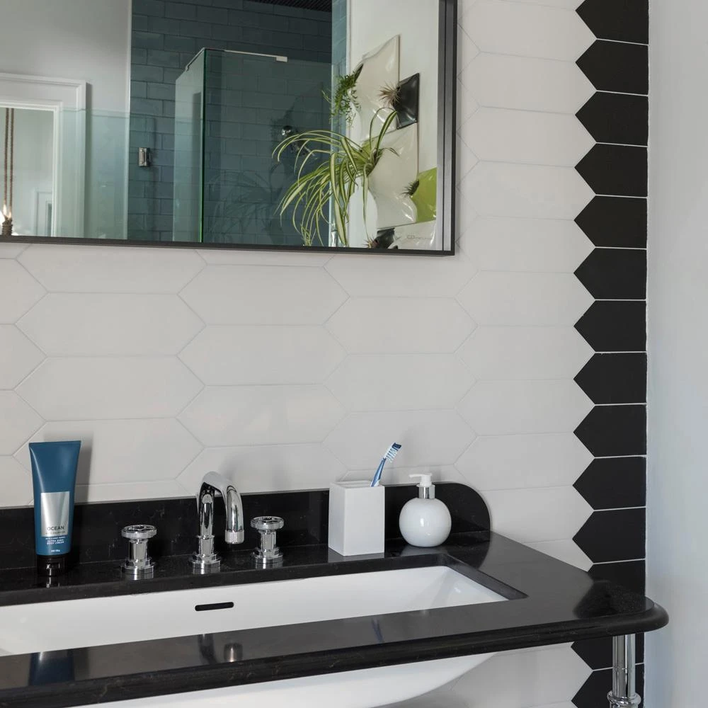 Merola Tile Kite Black 4 In. X 11-3/4 In. Porcelain Floor And Wall Subway Tile (11.81 Sq. Ft. / Case) 13 Merola Tile Kite Black 4 In. X 11-3/4 In. Porcelain Floor And Wall Subway Tile (11.81 Sq. Ft. / Case) - Image 11