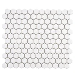 Merola Tile Metro Hex Glossy White 10-1/4 In. X 11-3/4 In. X 5 Mm Porcelain Mosaic Tile (8.56 Sq. Ft. / Case)