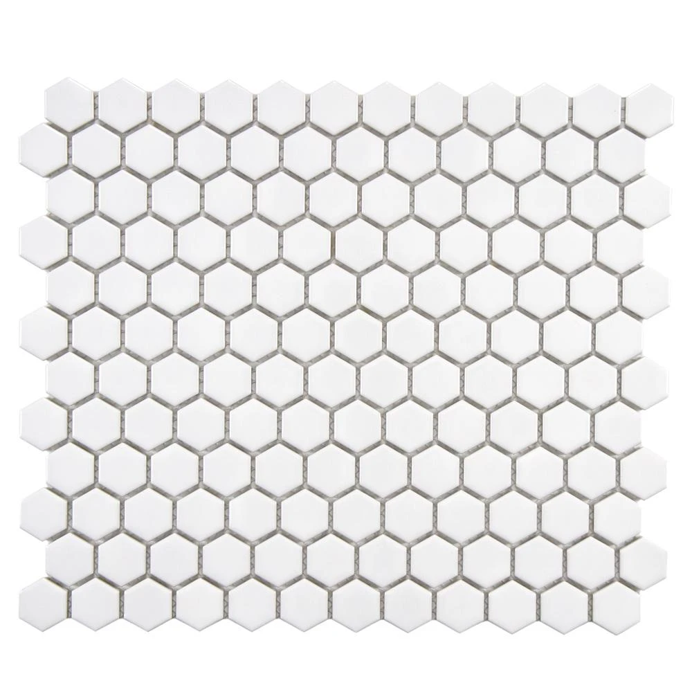 Merola Tile Metro Hex Glossy White 10-1/4 In. X 11-3/4 In. X 5 Mm Porcelain Mosaic Tile (8.56 Sq. Ft. / Case) 3 Merola Tile Metro Hex Glossy White 10-1/4 In. X 11-3/4 In. X 5 Mm Porcelain Mosaic Tile (8.56 Sq. Ft. / Case)