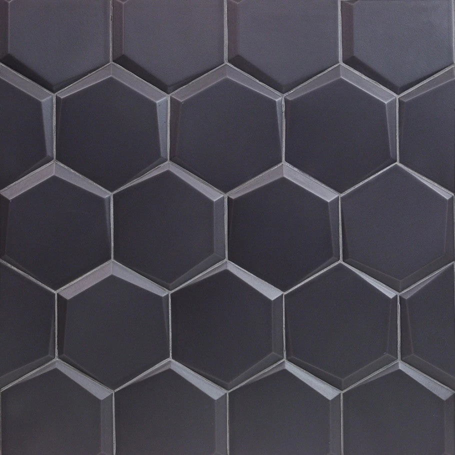 Magen Leveled-Hex Dark Gray Matte Ceramic Hexagon Tile 3 Magen Leveled-Hex Dark Gray Matte Ceramic Hexagon Tile