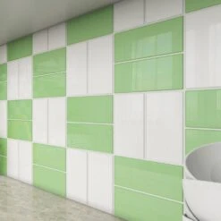 Giorbello Powder Room Green 3 In. X 6 In. X 8 Mm Glass Subway Tile (5.5 Sq. Ft./case)