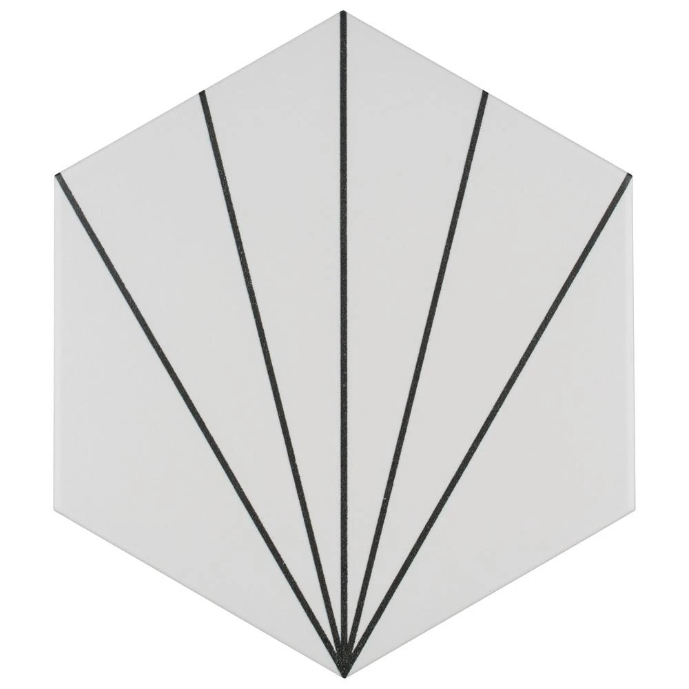 Merola Tile Aster Hex Blanco Encaustic 8-5/8 In. X 9-7/8 In. Porcelain Floor And Wall Tile (11.56 Sq. Ft. / Case) 3 Merola Tile Aster Hex Blanco Encaustic 8-5/8 In. X 9-7/8 In. Porcelain Floor And Wall Tile (11.56 Sq. Ft. / Case)