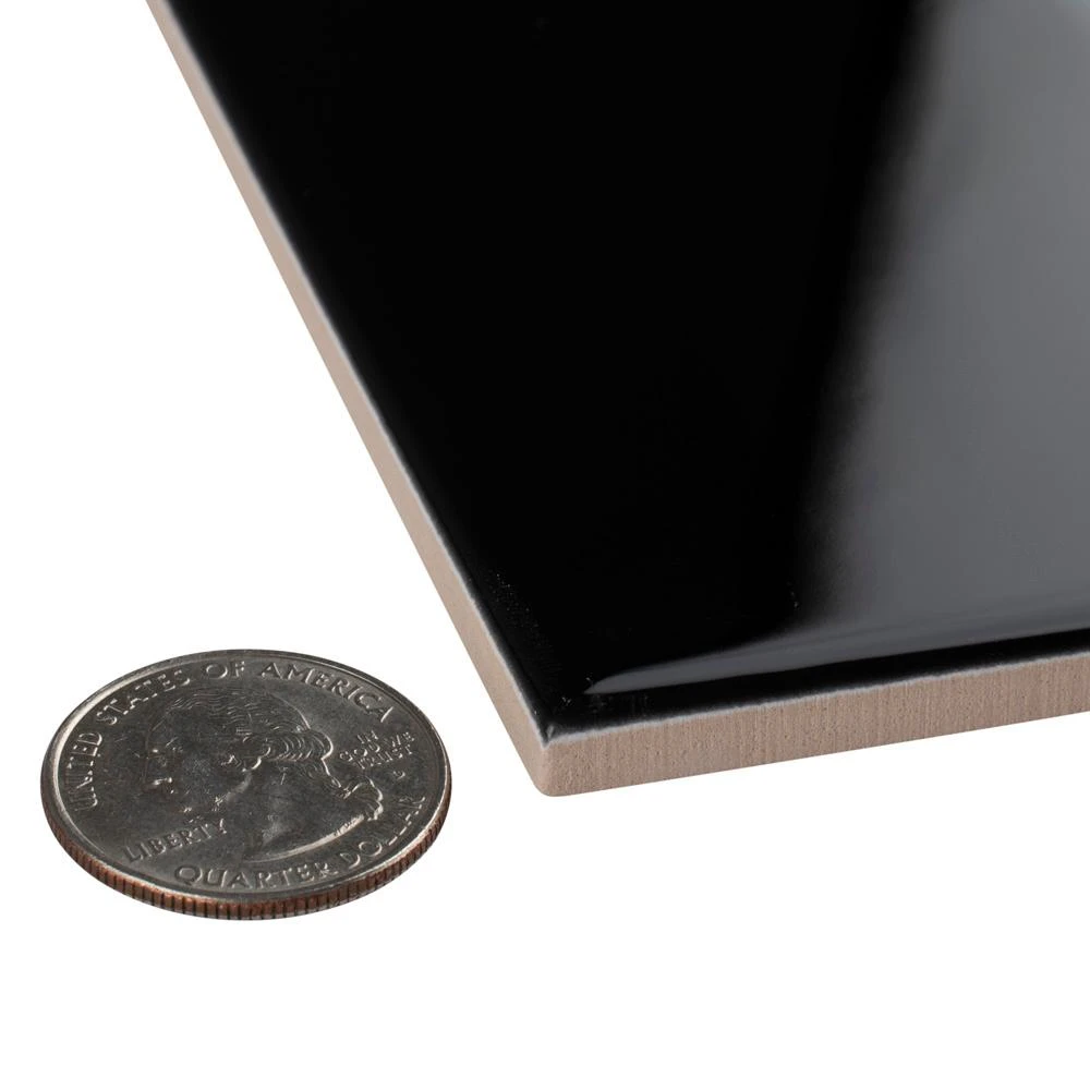 Merola Tile Crown Heights 3 In. X 6 In. Glossy Black Ceramic Wall Tile (6.03 Sq. Ft. /Case) 5 Merola Tile Crown Heights 3 In. X 6 In. Glossy Black Ceramic Wall Tile (6.03 Sq. Ft. /Case) - Image 3