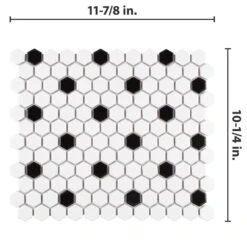 Merola Tile Metro Hex Matte White With Black Dot 10-1/4"x11-7/8" X 6mm Porcelain Mosaic Tile (8.65 Sq. Ft. / Case) -Discount Flooring Store c83477e63a253ac881bef81407d3436e bab8b142 848b 4bc7 a1a9 c40fcc22a69d 1800x1800