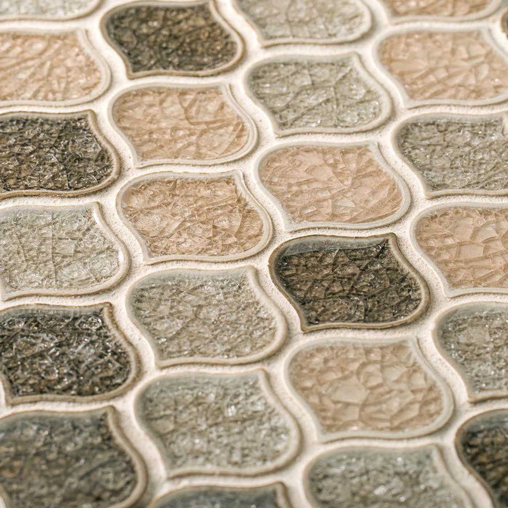 Jeffrey Court Crushed Sunset Beige/Cream 10.75 In. X 10.75 In. Arabesque Glossy Ceramic Mosaic Tile (0.802 Sq. Ft./Each) 7 Jeffrey Court Crushed Sunset Beige/Cream 10.75 In. X 10.75 In. Arabesque Glossy Ceramic Mosaic Tile (0.802 Sq. Ft./Each) - Image 5