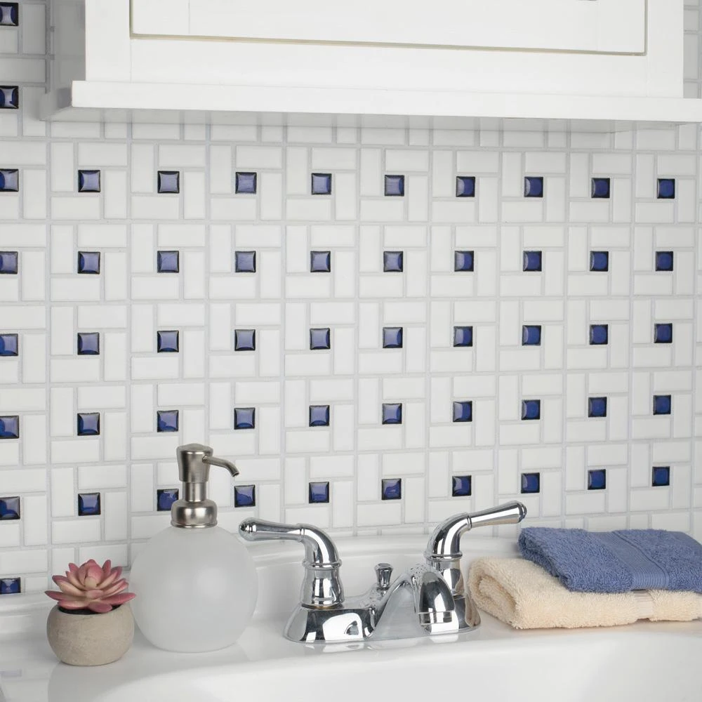 Merola Tile Spiral Blue And White 12-1/2 In. X 12-1/2 In. X 6 Mm Porcelain Mosaic Tile (11.07 Sq. Ft. / Case) 14 Merola Tile Spiral Blue And White 12-1/2 In. X 12-1/2 In. X 6 Mm Porcelain Mosaic Tile (11.07 Sq. Ft. / Case) - Image 12