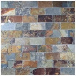 Merola Tile Crag Subway Sunset 11-3/4 In. X 11-3/4 In. X 10 Mm Slate Mosaic Tile