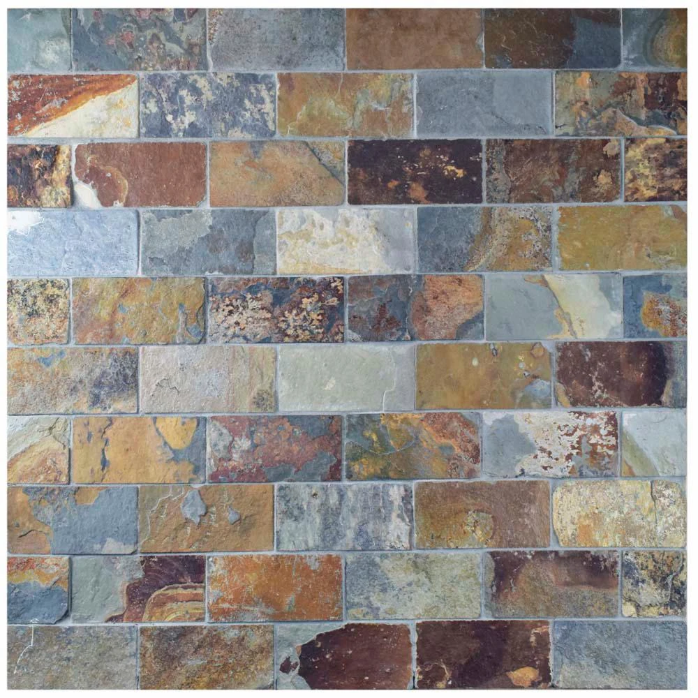 Merola Tile Crag Subway Sunset 11-3/4 In. X 11-3/4 In. X 10 Mm Slate Mosaic Tile 3 Merola Tile Crag Subway Sunset 11-3/4 In. X 11-3/4 In. X 10 Mm Slate Mosaic Tile