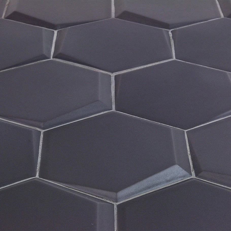 Magen Leveled-Hex Dark Gray Matte Ceramic Hexagon Tile 5 Magen Leveled-Hex Dark Gray Matte Ceramic Hexagon Tile - Image 3