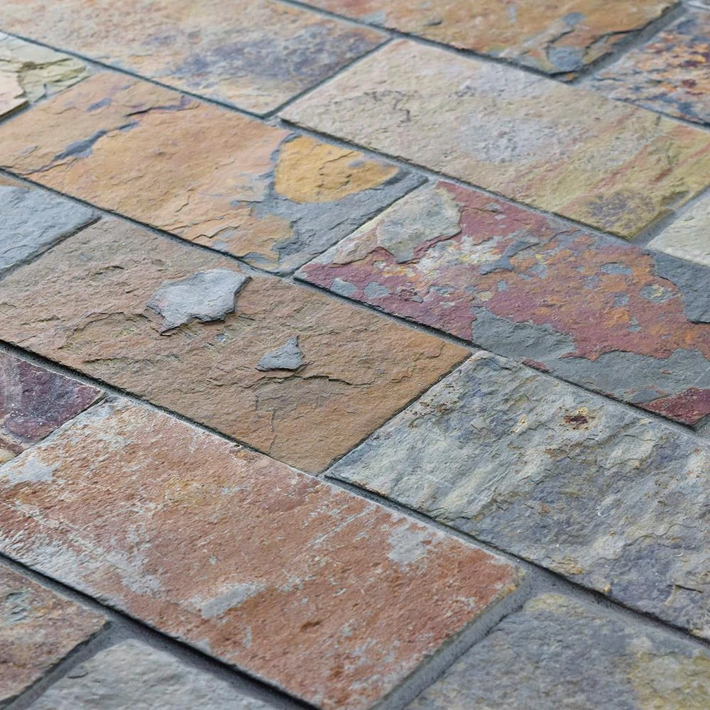 Merola Tile Crag Subway Sunset 11-3/4 In. X 11-3/4 In. X 10 Mm Slate Mosaic Tile 8 Merola Tile Crag Subway Sunset 11-3/4 In. X 11-3/4 In. X 10 Mm Slate Mosaic Tile - Image 6